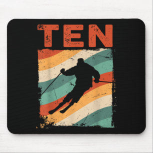 Tapis De Souris 10e anniversaire Retro Ski Ski 10 ans Garçons Gi