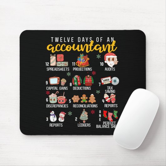 Tapis De Souris 12 Days Of An Accountant, Xmas Party, Funny Accoun (Avec souris)
