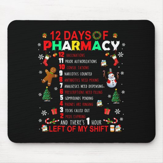 Tapis De Souris 12 Days Of Pharmacy Funny Christmas Pharmacist Tec (Devant)