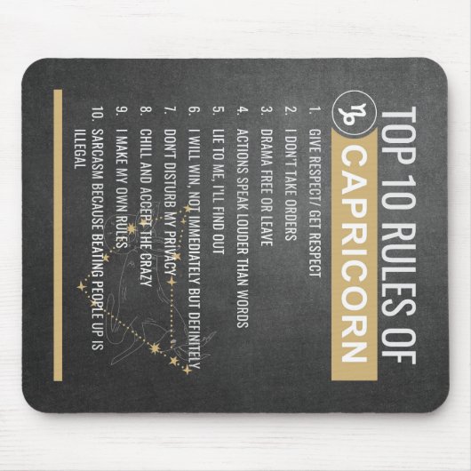 Tapis De Souris 12 Signes Zodiac -Top 10 règles Plaquettes de sour (Devant)