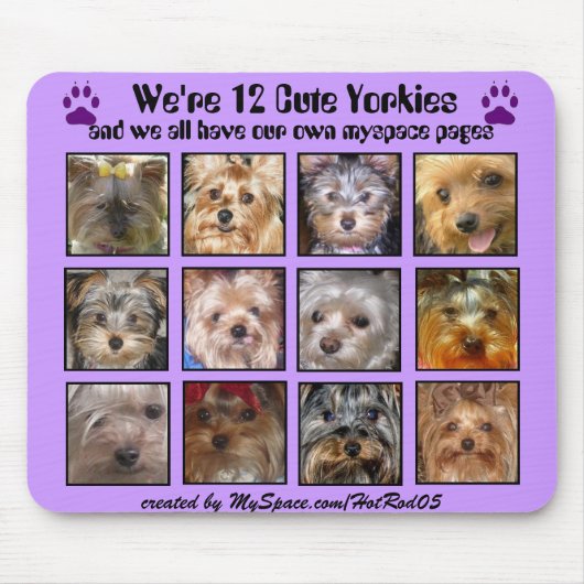 Tapis De Souris 12 YORKIES MIGNONS - Mousepad customisé (Devant)