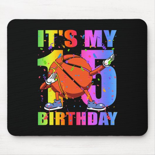 Tapis De Souris 15 ans 15e Basketball Anniversaire Thème B (Devant)