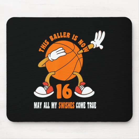 Tapis De Souris 16 ans Joyeux 16e anniversaire Basketball 16e Bi (Devant)