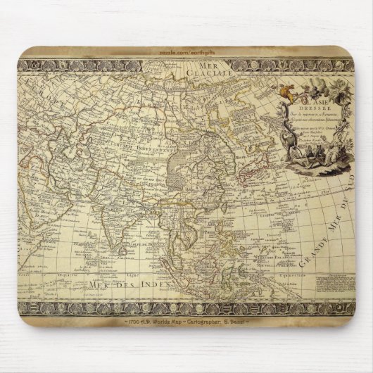 Tapis De Souris 1700 ANTIQUE CARTE MONDIALE Mousepad (Devant)