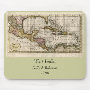 Tapis De Souris 1790 Map of The West Indies by Dilly and Robinson