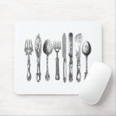 Tapis De Souris 1800s blancs de couteau de cuillère de fourchette (Avec souris)