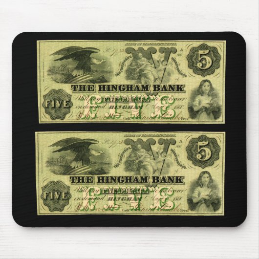Tapis De Souris 1860 Hingham Massachusetts Note à cinq dollars (Devant)