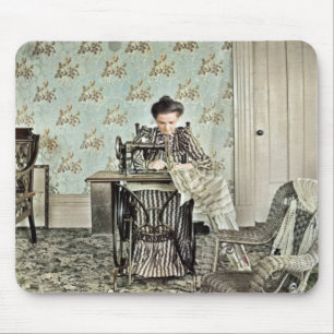 Tapis De Souris 1890's Woman at Sewing Machine Photo Tinted