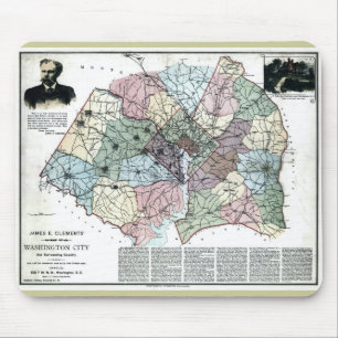 Tapis De Souris 1891 Carte de Washington City et du pays environna