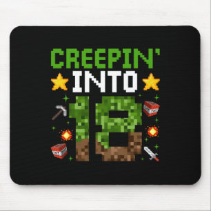Tapis De Souris 18e Anniversaire Joueur Pixel Creepin’ En 18 Vidéo