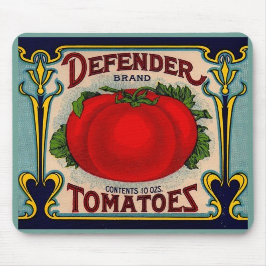 Tapis De Souris 1910s Defender marque tomates étiquette (Devant)