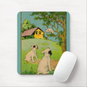 Tapis De Souris 1914 deux chiens et un petit chat blanc (Avec souris)