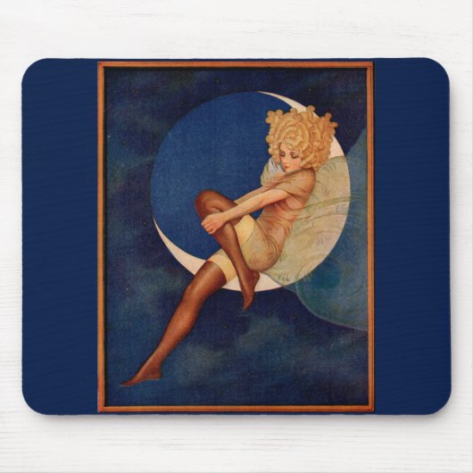 Tapis De Souris 1920 hosiery et belle femme sur la lune (Devant)