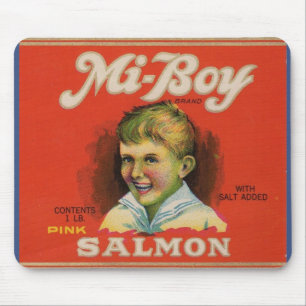 Tapis De Souris 1930s Mi-Boy pink salmon can label