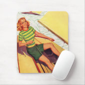 Tapis De Souris 1940 jolie dame sur un bateau (Avec souris)