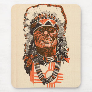 Tapis De Souris 1955 Chef indien de la bande dessinée Billy the Ki