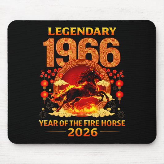 Tapis De Souris 1966 Année du Cheval de Feu 60e Anniversaire Chino (Devant)