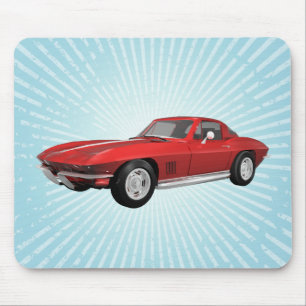 Tapis De Souris 1967 Corvette : Voiture de sport : Fin rouge : Mou