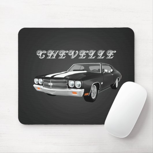 Tapis De Souris 1970 Chevelle SS : Finition noire : Mousepad (Avec souris)