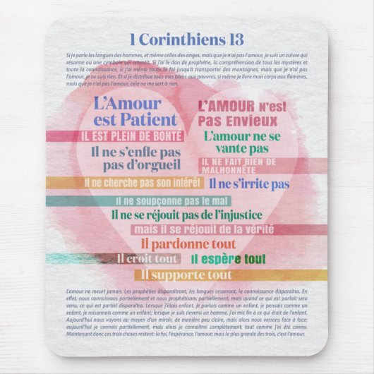 Tapis De Souris 1 Corinthiens 13, Hymne à l’Amour (Devant)