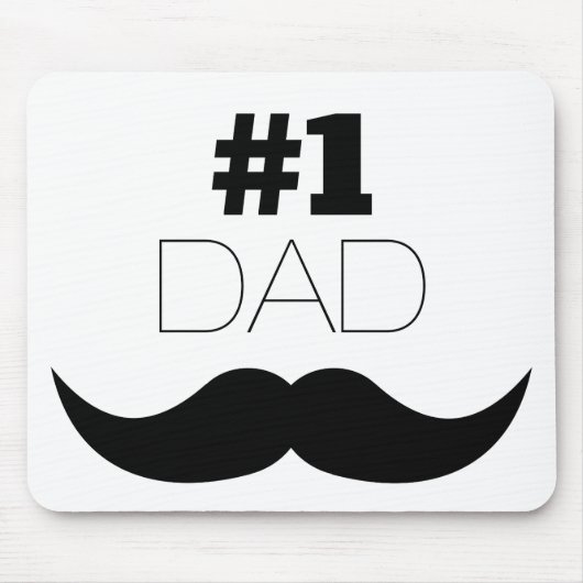 Tapis De Souris #1 Papa Mustache noire - Numéro Un (Devant)