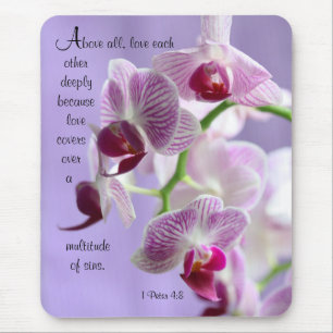 Tapis De Souris 1 Pierre 4:8 Orchidées Souris