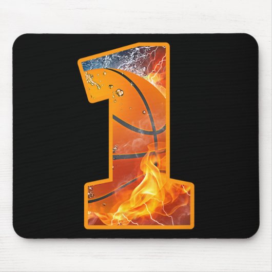 Tapis De Souris 1er Anniversaire Party Basketball Imprimer Numéro  (Devant)