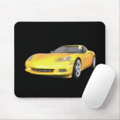 Tapis De Souris 2008 Corvette : Voiture de sport : Jaune Finition  (Avec souris)