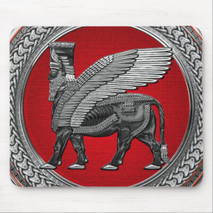 Tapis De Souris [200] Taureau ailé assyrien : Argent et lamassu no