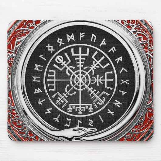 Tapis De Souris [200] Vegvisir - Viking Silver Magic Runic Compass (Devant)