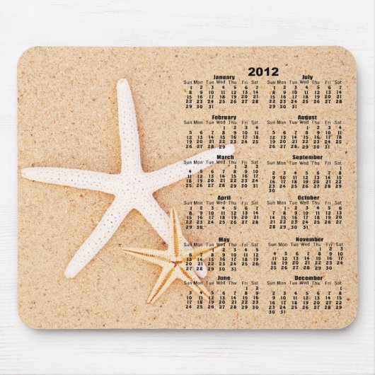 Tapis De Souris 2012 calendrier - étoiles de mer Mousepad (Devant)