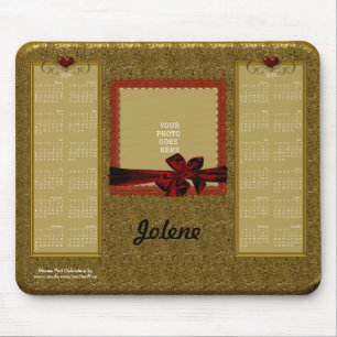 Tapis De Souris 2014-2015 Calendrier Pad GOLD avec Coeurs ROUGES