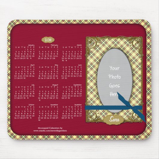Tapis De Souris 2014 Calendar Mousepad-Tartan Blue Raspberry (Devant)