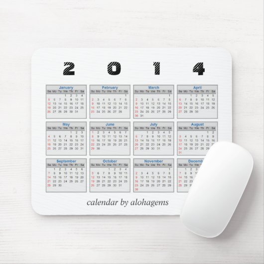 Tapis De Souris 2014 calendrier Mousepad (Avec souris)