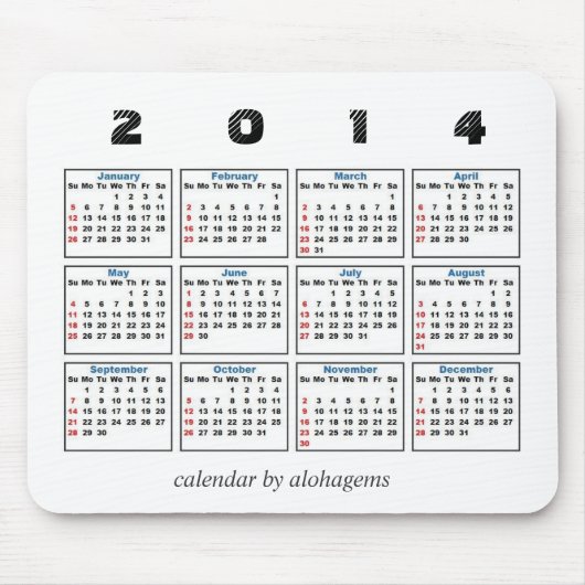 Tapis De Souris 2014 calendrier Mousepad (Devant)