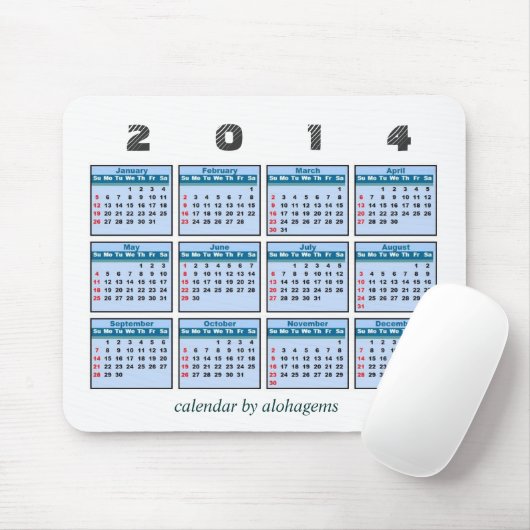 Tapis De Souris 2014 calendrier Mousepad (Avec souris)