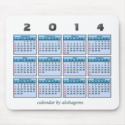 Tapis De Souris 2014 calendrier Mousepad (Devant)