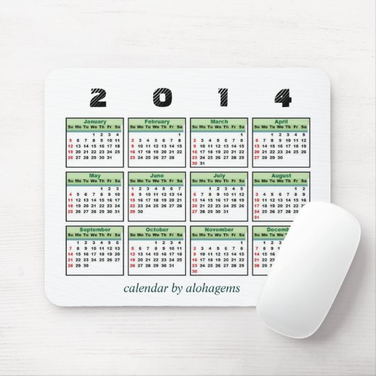 Tapis De Souris 2014 calendrier Mousepad (Avec souris)