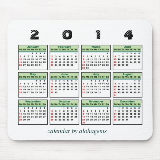 Tapis De Souris 2014 calendrier Mousepad (Devant)