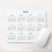 Tapis De Souris 2016 cadeaux de calendrier (Avec souris)