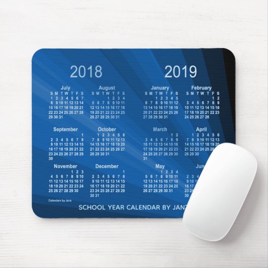Tapis De Souris 2018-2019 calendrier bleu d'année scolaire de fan (Avec souris)