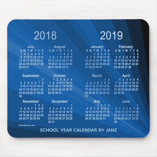 Tapis De Souris 2018-2019 calendrier bleu d'année scolaire de fan (Devant)