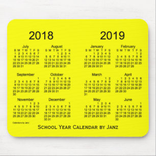 Tapis De Souris 2018-2019 calendrier de jaune d'année scolaire pa
