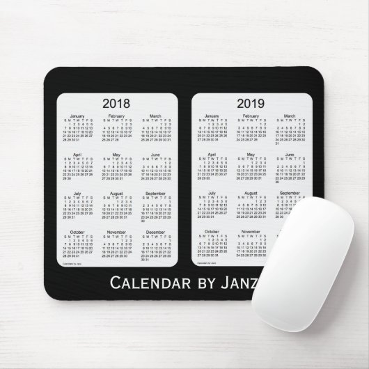 Tapis De Souris 2018-2019 calendrier noir par Janz Mousepad (Avec souris)