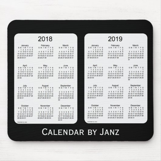 Tapis De Souris 2018-2019 calendrier noir par Janz Mousepad (Devant)