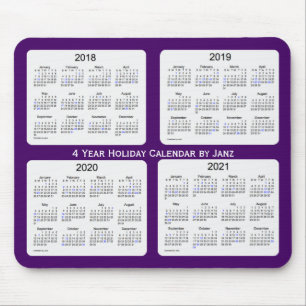 Tapis De Souris 2018-2021 pourpre calendrier de vacances de 4 ans