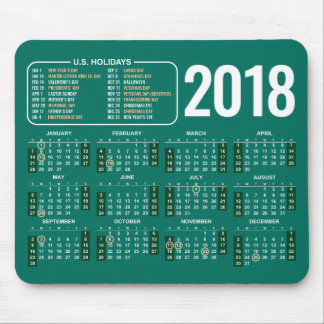 Tapis De Souris 2018 calendrier Mousepad avec des vacances des USA
