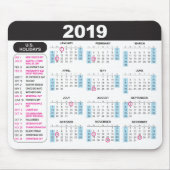 Tapis De Souris 2019 calendrier Mousepad avec des vacances des (Devant)