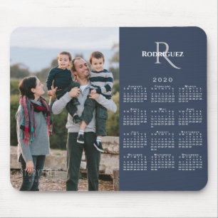 Tapis De Souris 2020 Calendrier Personnalisé Nom du monogramme ph