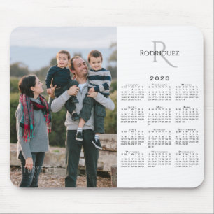 Tapis De Souris 2020 Calendrier personnalisé Nom du monogramme ph
